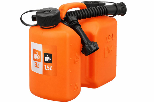 Kombikanister 5L (3L Kraftstoff + 1,5L Kettenöl) orange  Doppelkanister für Motorsäge
