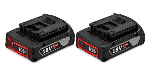Bosch Professional GBA 18V 2,0 Ah Akku 2er-Set  Lithium-Ionen Akku für Bosch 18V System