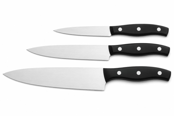 ZWILLING Twin Pollux Messer-Set, 3-teilig (Spick-/Garniermesser 10 cm, Fleischmesser 16 cm, Kochmesser 20 cm), Rostfreier Spezialstahl/Kunststoff-Griff im Nietendesign, Schwarz