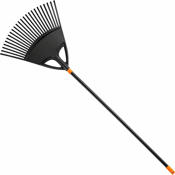 Fiskars Laubbesen, 27 Zinken, Breite 65 cm, Kunststoff/Aluminium, Schwarz/Orange  Effiziente Reinigung großer Flächen