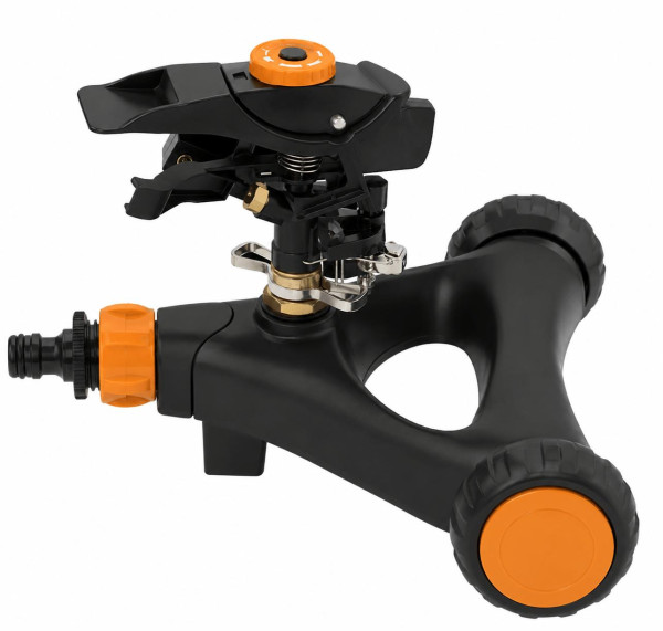 Fiskars Impuls-Sprinkler XL auf Rädern  Reichweite bis 26 m  Gartenregner mit Sprühbildkontrolle  1023656