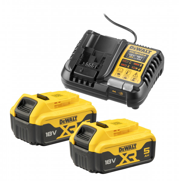 DEWALT Starter-Kit, 2x Akkus (DCB 184-XJ) und 1x System-Schnellladegerät (DCB 1104-QW) 