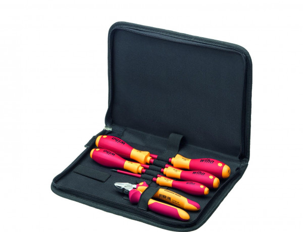 Wiha Werkzeug Set Elektriker Schraubendreher, Seitenschneider 6-tlg. in Werkzeugmappe (33969)
