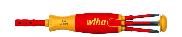Wiha Schraubendreher mit Bit Magazin LiftUp electric Schlitz, Phillips mit 6 slimBits (38610)