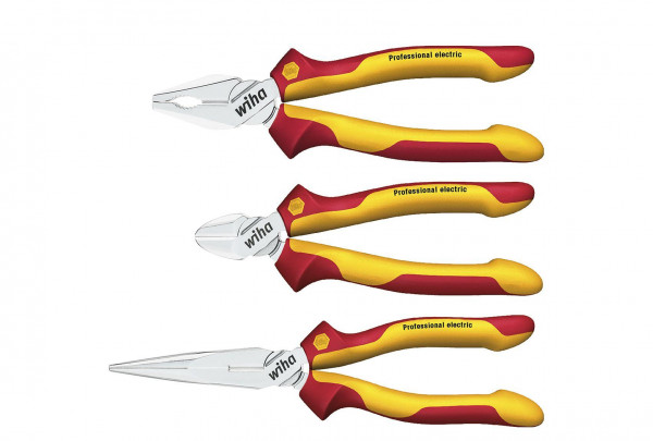 Wiha Zangen Set Professional electric Kombi-, Flachrundzange, Seitenschneider 3-tlg. (26852)