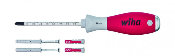 Wiha Dübellochschläger Set SoftFinish® mit Dübeln mit 6 mm Rundklinge in Blister 5-tlg. (41289)