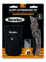 Eurotec Klapp-Cuttermesser Set, inkl. 5 Ersatzklingen und Gürteltasche Eurotec Klapp-Cuttermesser Set, inkl. 5 Ersatzklingen und Gürteltasche