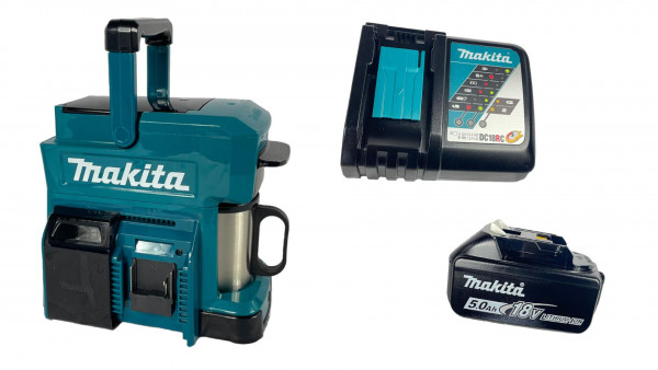 Makita DCM501 Akku-Kaffeemaschine mit Akku Bl1850B 5 Ah und Ladegerät DC18RC