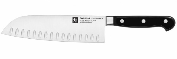 ZWILLING Professional S Santokumesser, Klingenlänge: 18 cm, Großes Klingenblatt, Rostfreier Spezialstahl/Kunststoff-Griff mit Nieten, Schwarz 