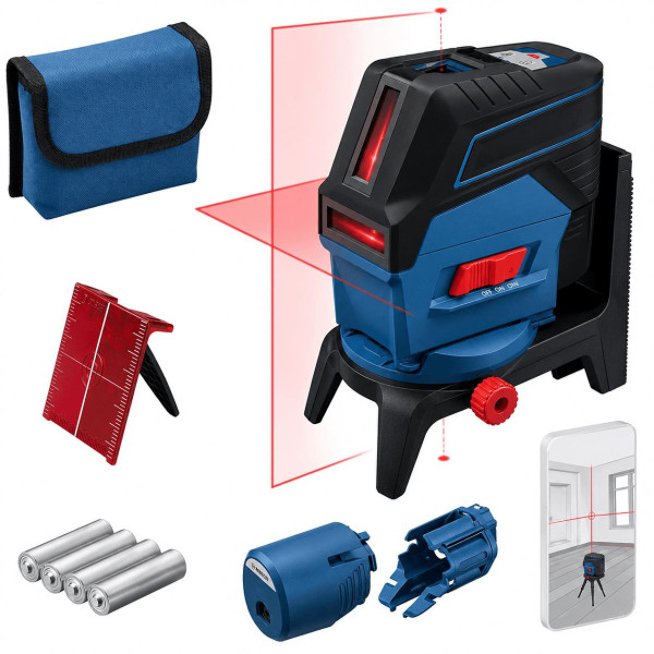 Bosch Professional GCL 2-50 C Linienlaser mit Halterung, 4x AA-Batterien, 20 m Arbeitsbereich