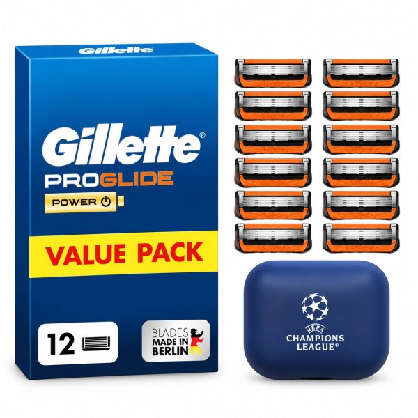 Gillette Proglide Power Rasierklingen, 12 Original Ersatzklingen, Schwarz