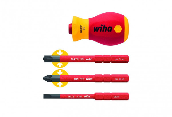 Wiha Schraubendreher mit Bithalter Set electric slimVario® Stubby 4-tlg. mit slimBits (41230)