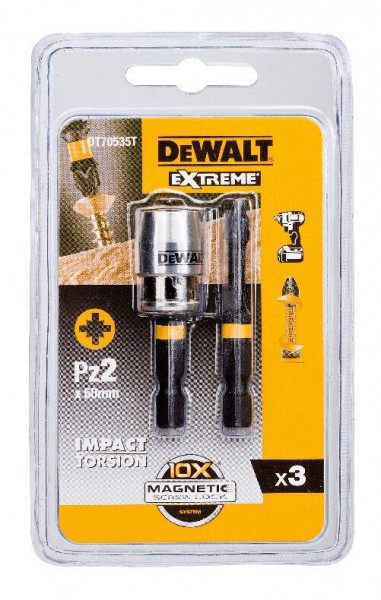 DEWALT Bit-Set 3-tlg. schlagf. Pz2 50mm DT70535T-QZ
