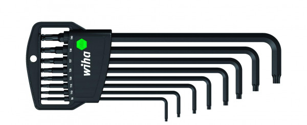 Wiha Stiftschlüssel Set im Classic Halter TORX® Kugelkopf 8-tlg. schwarzoxidiert in Blister (32395)
