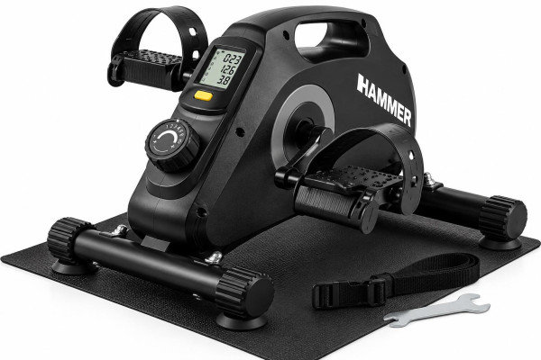 HAMMER Pedaltrainer Magnet  Mini Heimtrainer mit 8 Widerstandsstufen, LCD-Display und Anti-Rutsch-Matte