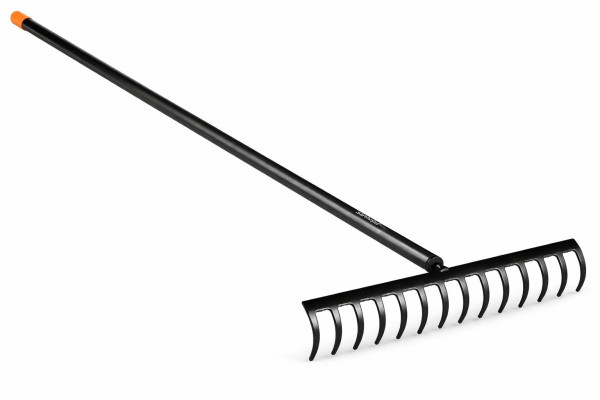 Fiskars Solid Rechen mit 14 Zinken  36 cm Arbeitsbreite, robuster Gartenrechen mit Aluminiumstiel